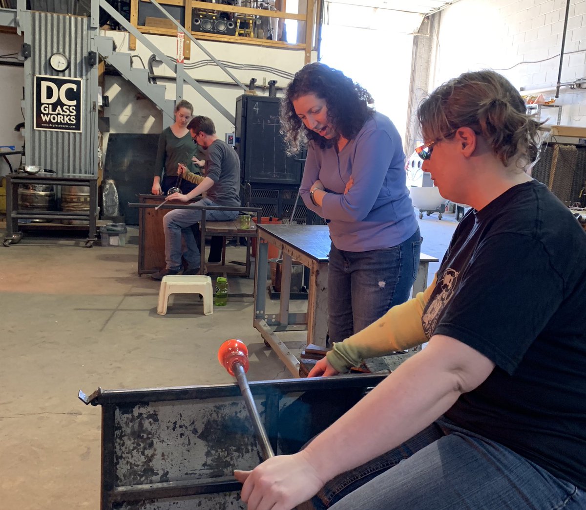 A beautiful day to blow glass.  Full hot shop.  #hyattsville #acreativedc #glassblowing