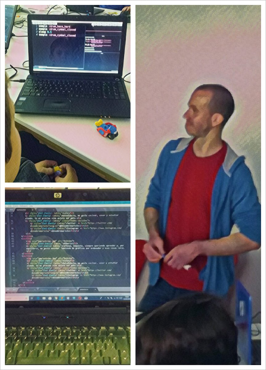 coderdojobag's tweet image. Nuestros queridos #Voltios han programado con Joaquín Mendoza, @jgms_music ,ritmos de batería con #SonicPi
@samaaron @lobatez @jmonteo @programarfacilc @lahoramaker