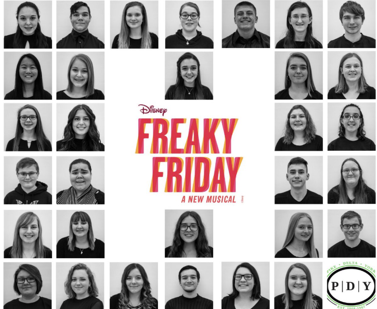 All of this talent will be performing next weekend in FREAKY FRIDAY! Showtimes listed below:
April 5th - 7:30PM
April 6th - 7:30PM
April 7th - 2:00PM
Tickets are available April 1st-4th from 5:30-7:30PM and one hour before the show!
#WeArePDY