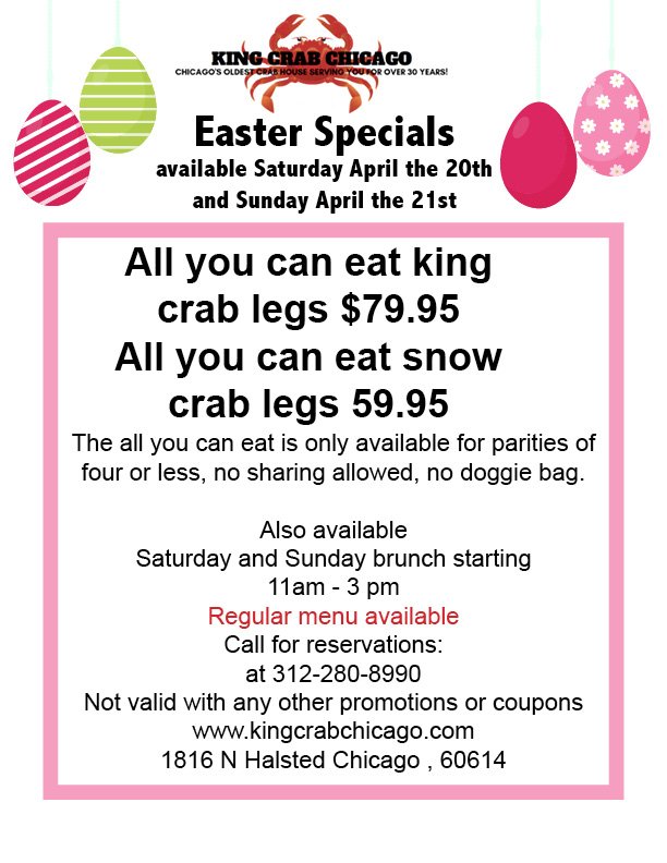 Check out our Easter Menu!!!
#easter #crabhouse #chicago #seafood #specials