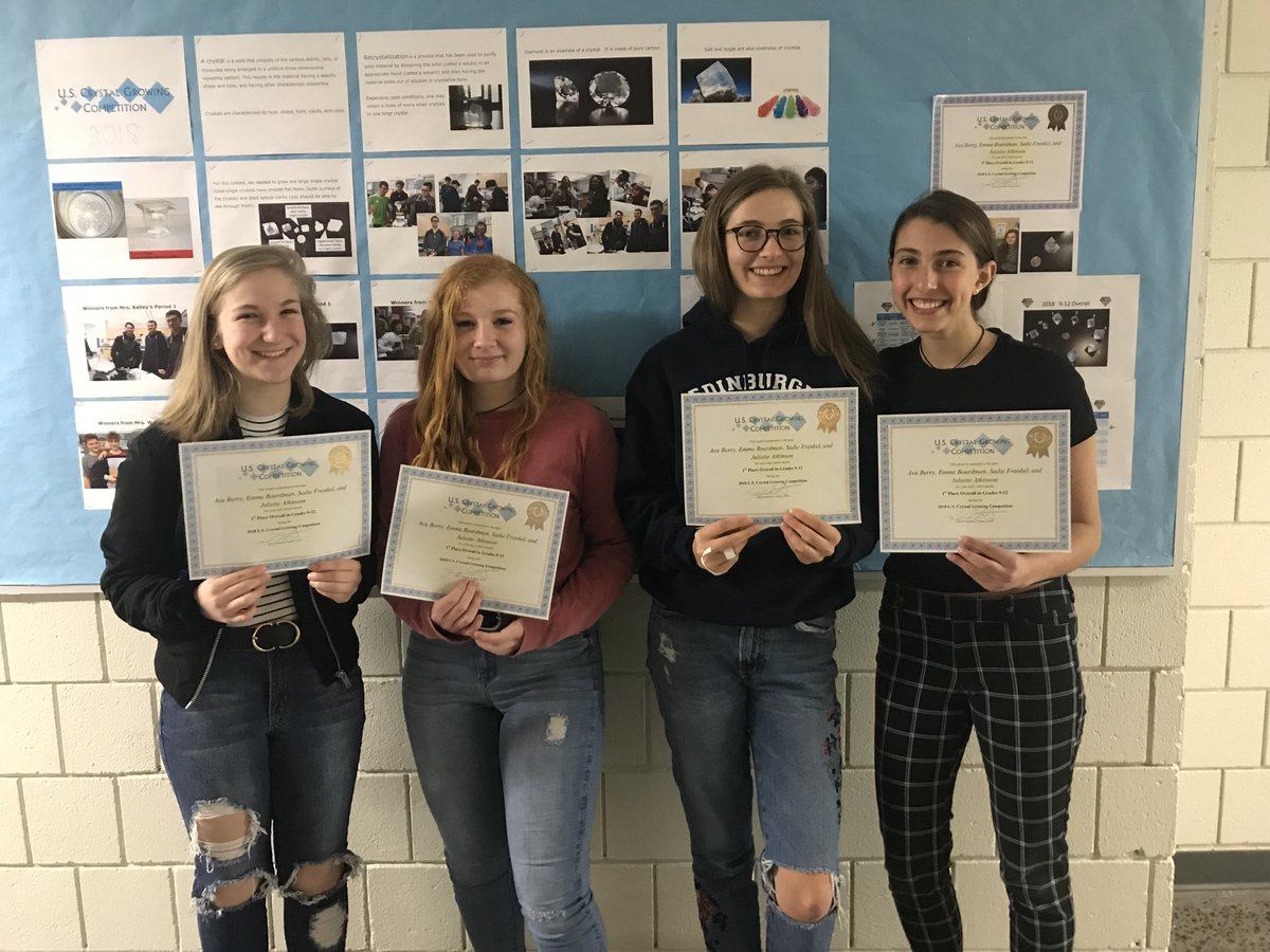 USCrystalComp's tweet photo. A team from Lucy Walter's 10th grade class (Old Lyme, CT) took home 1st place Overall 9-12 in the #2018USCGC!!! Well done!!!!! @USCrystalComp @NSF @NSF_MPS @ACAxtal @WardsScience @VWR @KrackelerSci @bruker @ccdc_cambridge @UBChemistry @UCFChemistry @TAMUChemistry https://t.co/aLiKALBrRw