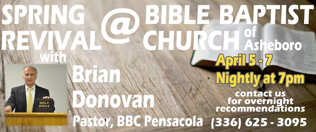 BBCasheboro's tweet photo. Spring Revival with Pastor Brian Donovan starts this Friday! - https://t.co/o7QyF6c9X9 https://t.co/s55vF3NIpq