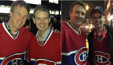 justinvandette's tweet photo. BIG W last night for Canada's national team the @CanadiensMTL @AnthonyFarnell and I celebrated the win in #TOronto - a city that has almost as any Habs fans as @MapleLeafs fans Here we are cheering on the Habs almost exacntly 5 years ago #5yearchallenge #Questfor25 #GoHabsGo https://t.co/Vbs9OneUEf