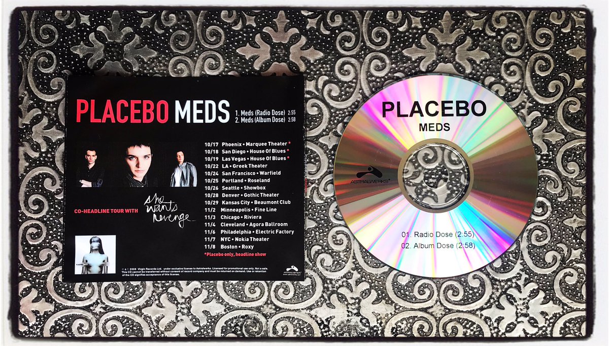 PlaceboFansUK's tweet photo. Placebo - Astralwerks - Meds US Promo CD - 2006 #Placebo #Meds #PlaceboMeds #Placebo2006 #PlaceboUSA #BrianMolko #StefanOlsdal #SteveHewitt #PlaceboCollection #PlaceboFansUK #PlaceboWorld #BabyDidYouForgetToTakeYourMeds #CD #PlaceboPromo #PlaceboCD #Placebo20 #AstralwerksRecords https://t.co/xZkyPUEAXn