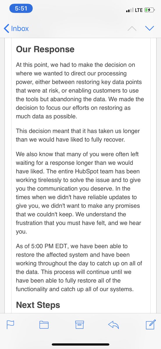 emgraceg's tweet photo. In the email they had clear sections explaining everything including their next actions. I think this was a great way to handle a crisis and it definitely seemed like they had a crisis plan in place that they utilized. #TTUDigitalPR https://t.co/9hy6Na04eS