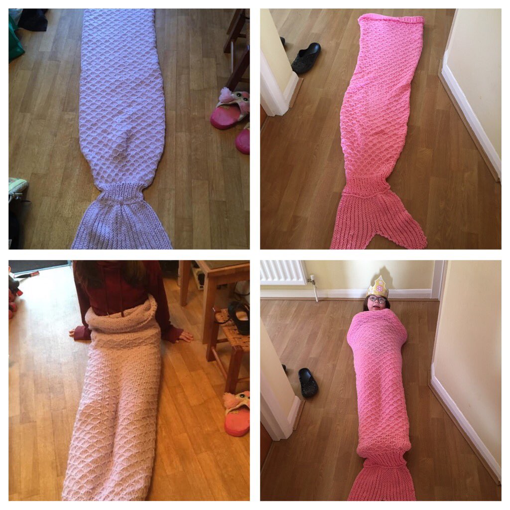 Finished my 2nd mermaid tail blanket . Now have 2 little mermaids