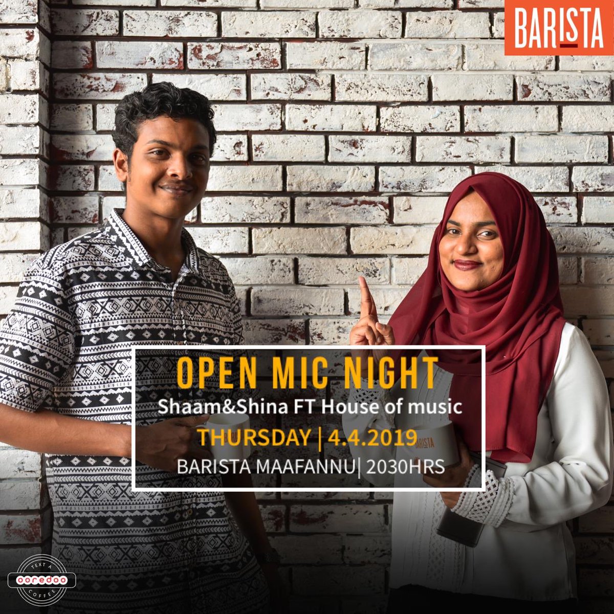 BaristaCoffeeMV's tweet photo. Another open mic night at barista! Join us  😉😉

#ooredoomaldives
#evee
#weeklygig
#insupportoflocalartists https://t.co/ypVqwlkRVr