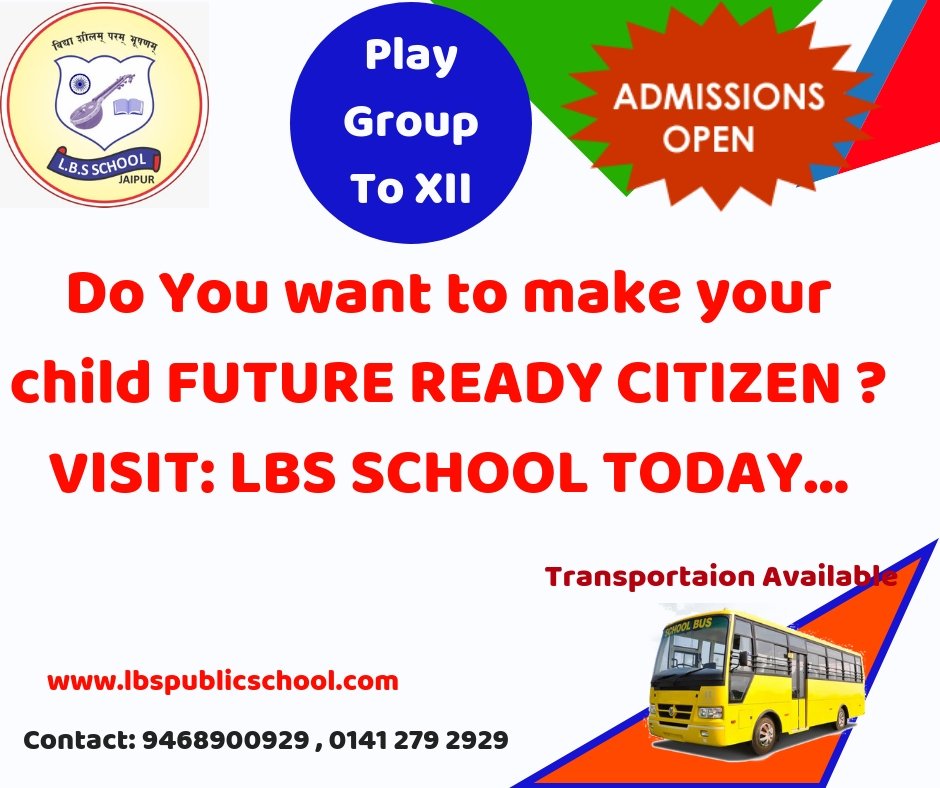 lbsschooljaipur's tweet photo. ADMISSION OPEN 2019-2020
For Play Group To Grade XII
Contact: 9468900929 , 0141 279 2929
Visit: https://t.co/BMWJ9oatBH
#lbsschool #lbspublicschool #lbssrsecschool #seniorsecondaryschool #pratapnagarschool #rbseschool #cbseschool https://t.co/YC8g4s2JbE