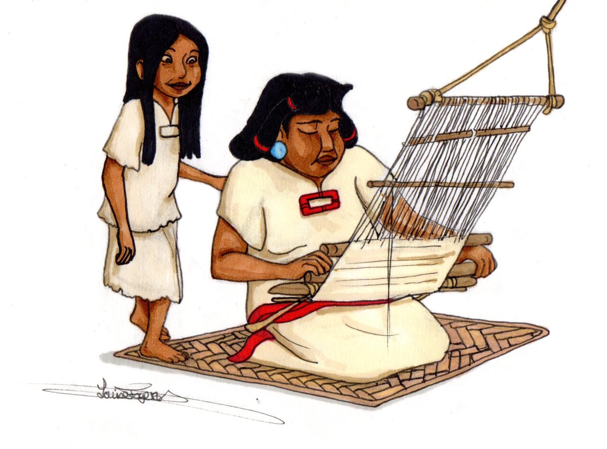 An Aztec mother teaches her daughter to weave. #aztec #mesoamerica # ...