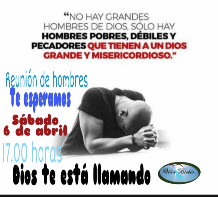 BiobioVina's tweet photo. El próximo sábado tendremos nuestra primera reunión de hombres.
No te quedes en casa, nos reuniremos en casa de Sergio a las 17.00 horas.
¡Dios te está llamando! https://t.co/aS12sCVJ2k
