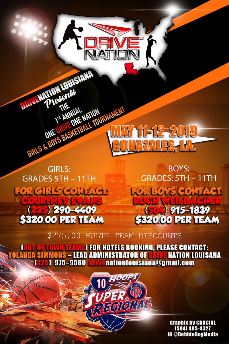 Hello 🏀🌎, we would like to present the Drive Nation Louisiana 1st Tournament for girls &amp; boys 
#WeDoMoreThenJustExist 
<a href="/DriveNation_Dfw/">DriveNation_DFW</a> <a href="/LadyDriveNation/">LADY DRIVE NATION</a> <a href="/bballjkey/">Jason Key</a> @DriveNation2022 <a href="/drivenation2024/">Drive Nation 2024 Elite</a> @DriveNationIndy <a href="/LDN_16UEYBL/">LadyDriveNation_16UEYBL</a>