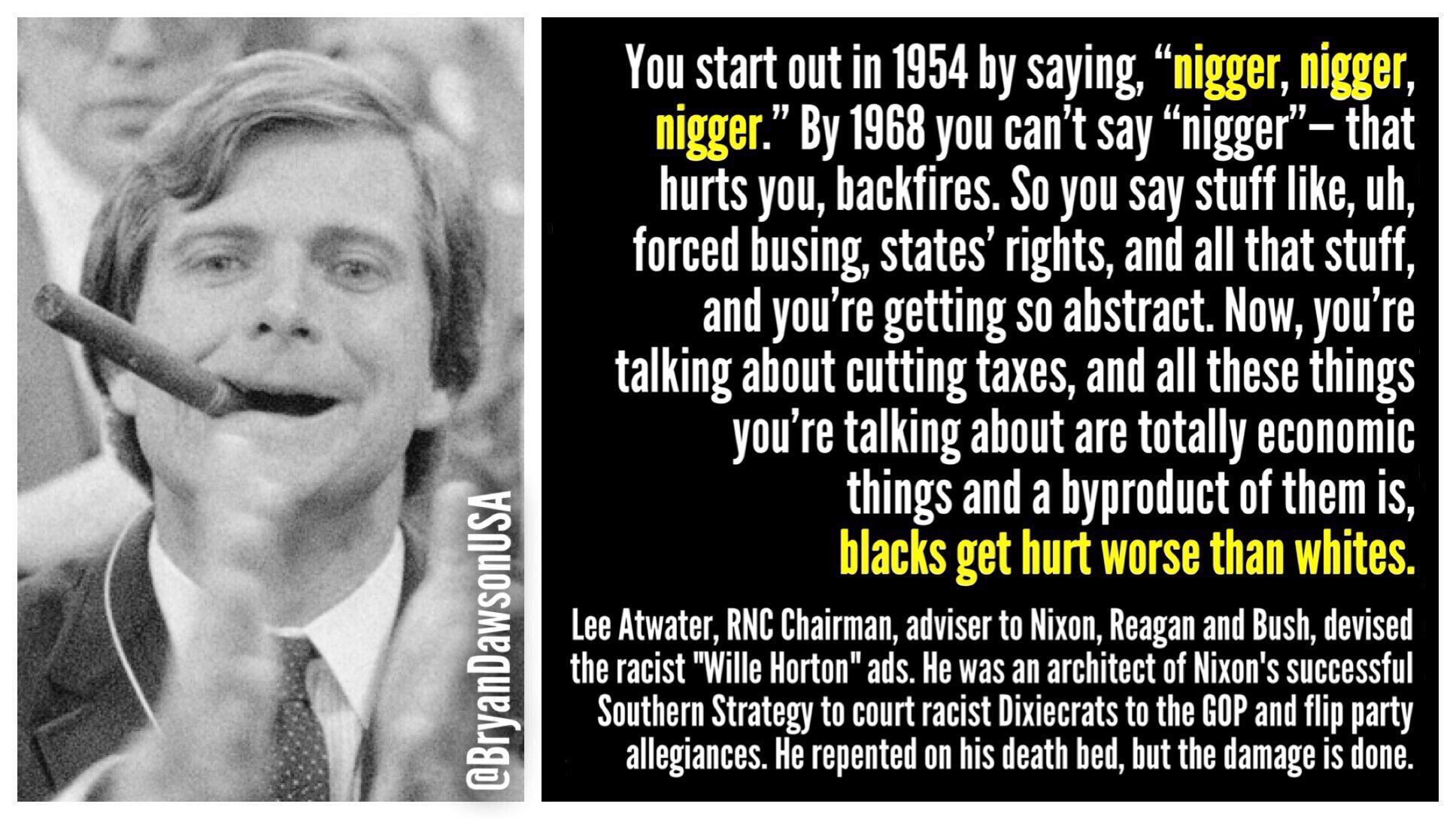 â€ªSon of Nazi Stormfront founder and Godson of KKK grand wizard David Duke explains his successful Trump-like â€œdog whistleâ€ campaign for GOP seat in Mar-a-Lago areaâ€¬

â€ªThese are the same tactics of Lee Atwater. In the Trump era, White supremacists are now openâ€¬
â€ªhttps://www.rawstory.com/2019/03/godson-kkk-grand-wizard-explains-successful-trump-like-dog-whistle-campaign-gop-seat-mar-lago-area/â€¬