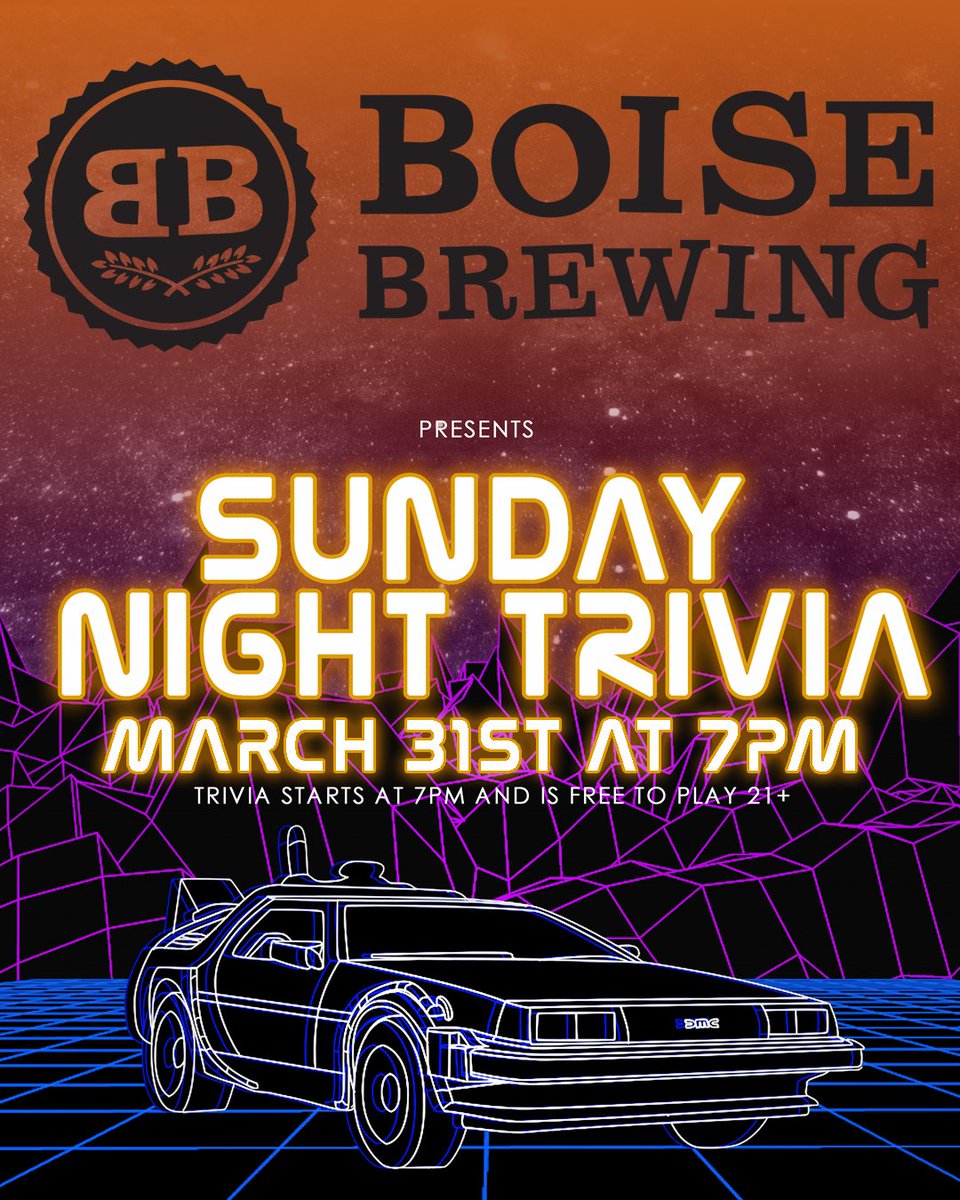 Boise Brewing Is In The House Tonight For Sunday Night Trivia At 7! They Are Coming Over From Broad Street With The Dank Suds. Be Sure To Get Down To The Arcade Underground For A Syringa Pale Ale, Cafe Mule Nitro Stout Or Better Hazy Than Never. Should Be A Nice Little Sunday.