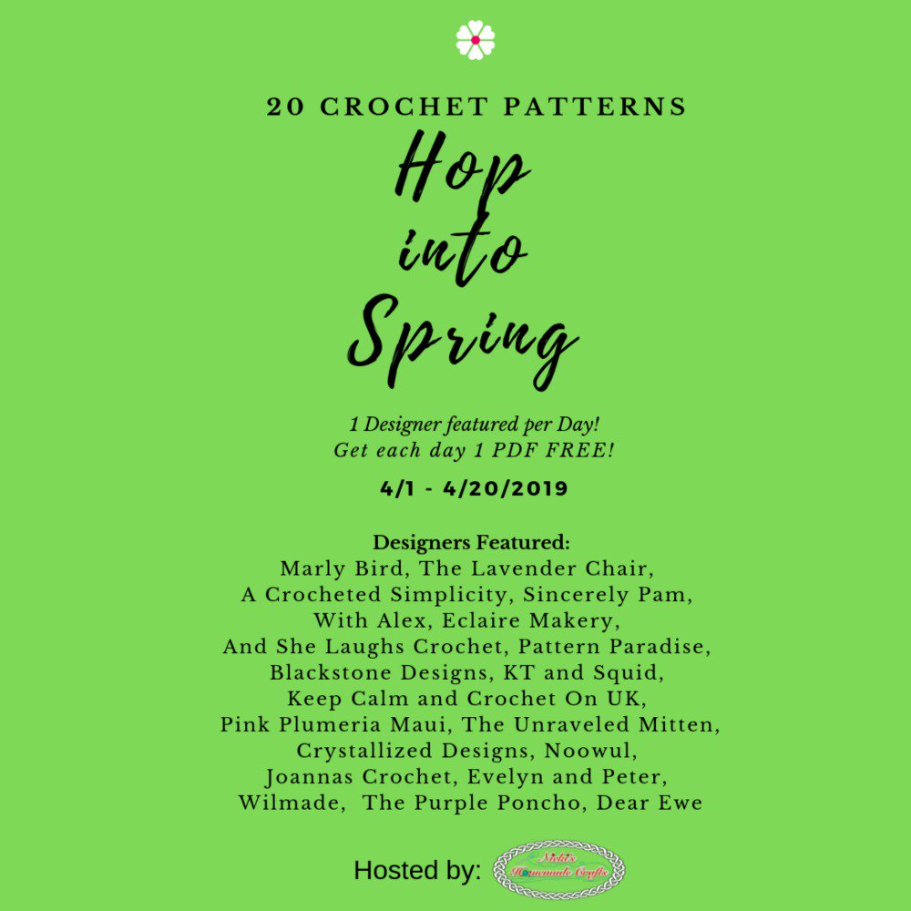 KCACOUK's tweet photo. Tomorrow the fabulous 'Hop into Spring' blog hop by @nickiscrafts is starting! Free crochet patterns every day including one from me! Find out more here: https://t.co/LfRx4zBCYN
#kcacouk #crochet #freecrochetpattern https://t.co/RK3Wff8Vhq