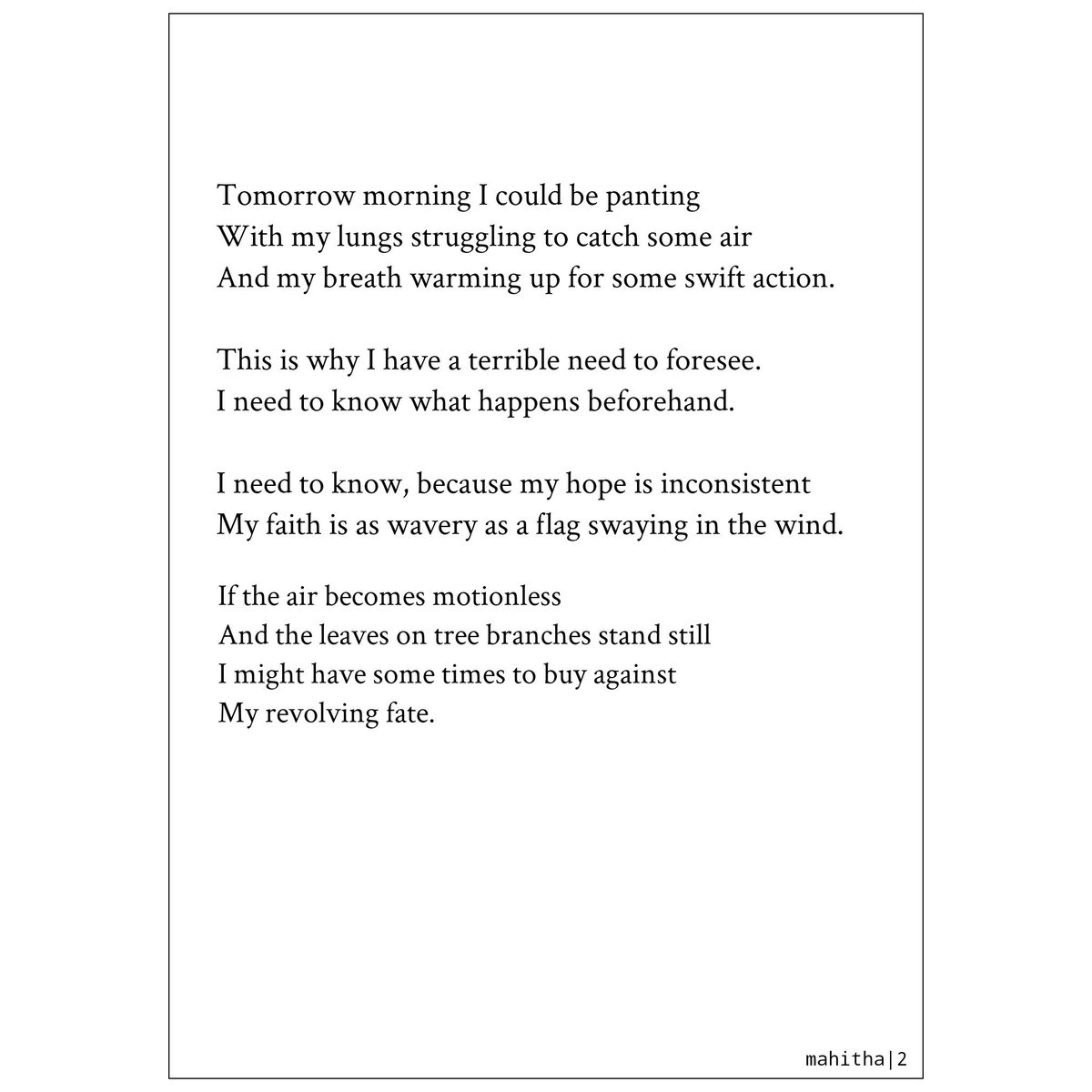 MahithaKReddy's tweet photo. This is what #anxiety feels like. No kidding!

 #NPM2019 #poetry #FreeVerse #NationalPoetryMonth https://t.co/tOPlNfmjyx