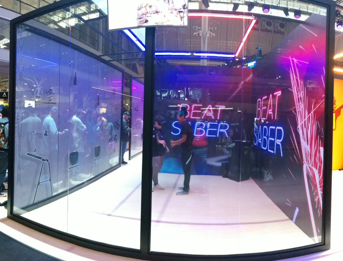 eminus's tweet photo. A closer look at two sides of the massive @Oculus @OculusGaming demo space at PAX East! It was great to see both Oculus software and hardware being talked about and recognized by so many PAX attendees! https://t.co/sgs7Z4zl7h