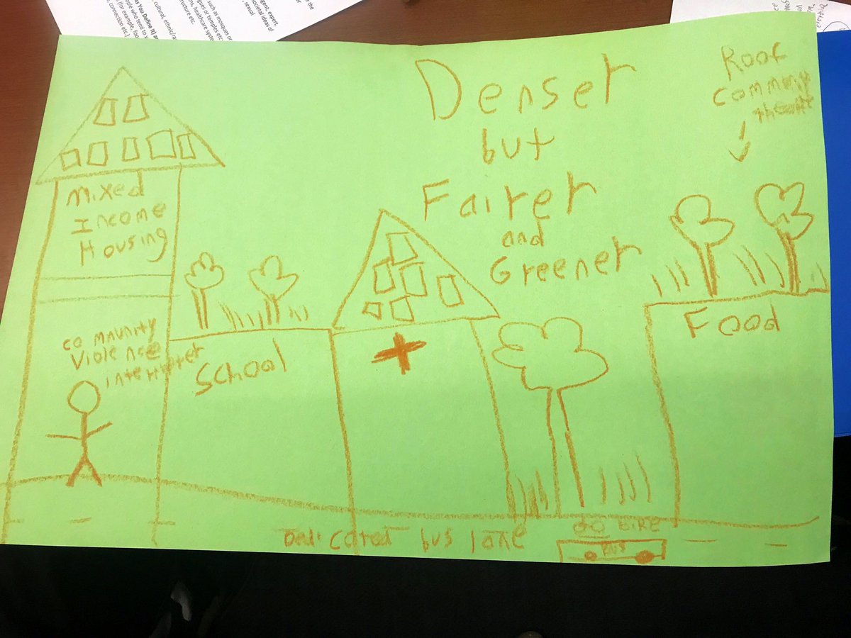 KTravisBallie's tweet photo. .@DCWFO asked me to draw the future I want to see in DC. My theme was “Denser but fairer & greener”:
- Community rooftop gardens
- Mixed income housing
- Dedicated bus & bike lanes
- community interveners
- community clinics, food stores, art space & schools!
#WFPtransformDC https://t.co/CzTnbviOSQ