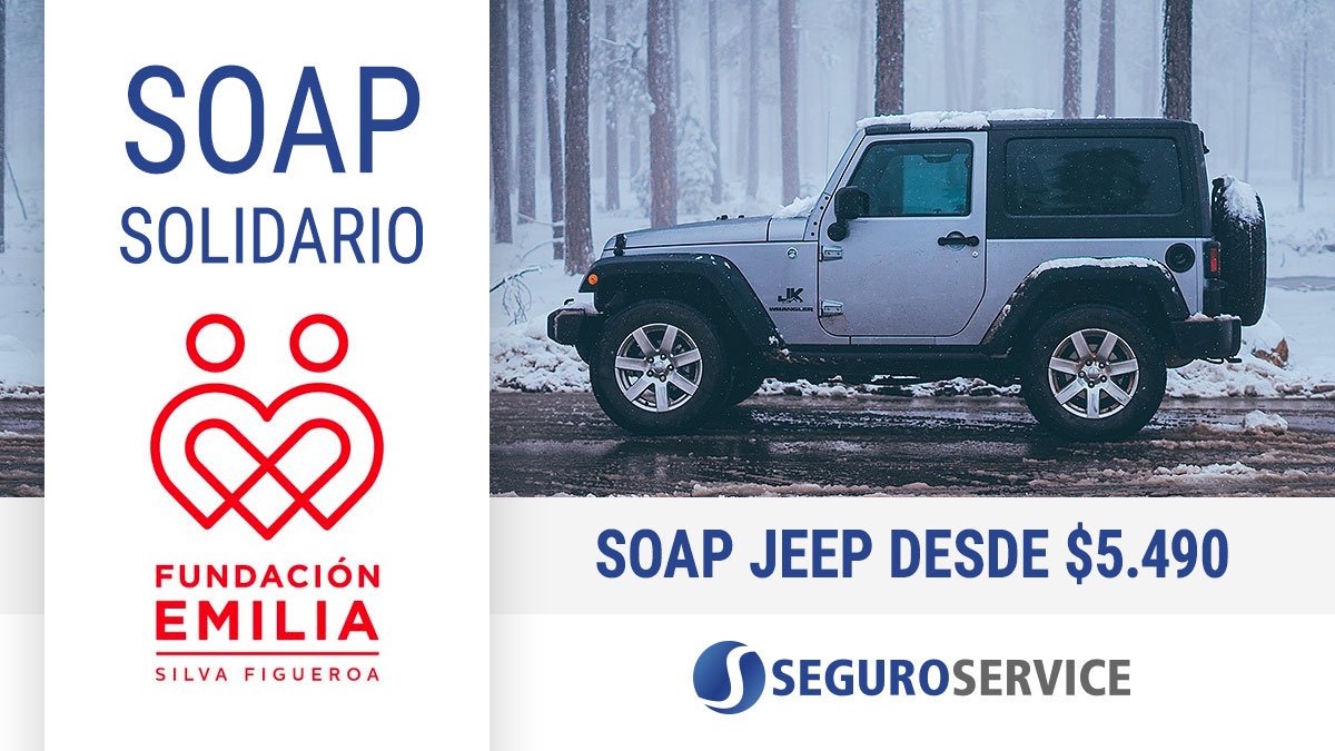 Seguroservice's tweet photo. SOAP JEEP 2019 desde $5.490 – Apoya Ley Emilia

Contrata tu SOAP Autos y estarás haciendo un Aporte Solidario a la Fundación Emilia.

https://t.co/prvo0A9LVA

#SOAP #SOAP2019 #SOAPSOLIDARIO https://t.co/mKpRTJU3y6