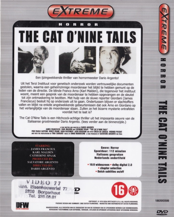 BobVanGhent's tweet photo. New #Horror sub: The Cat O' Nine Tails (1971) by #DarioArgento:
#DVD fully detailed in the #allzthings db:
https://t.co/csstkLdn9B
@PromoteHorror @UKHorrorScene @CrisMovieCorner @Theschlockornot @PopHorrorNews #HorrorMovies #Bmovies #horrormoviefan #HorrorFilm #CatherineSpaak https://t.co/H9yWvYBjts