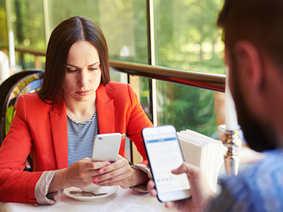 em203_k's tweet photo. A picture showing the prevalence of technology in society; two individuals having lunch are close in proximity, however are separated by excessive electronic use habits. https://t.co/1gGyumc6WV