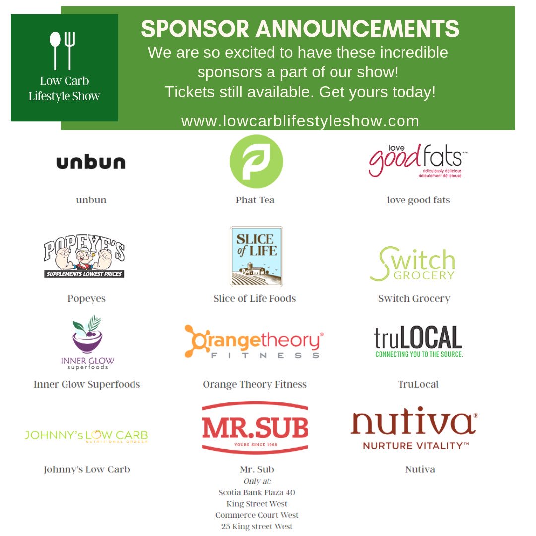 lowcarbshow's tweet photo. Thanks once again to our AMAZING sponsors for sponsoring the Low Carb Lifestyle Show yesterday! 🙌😁We had so much fun and it was so lovely seeing everyone and everything #keto and #lowcarb !🙌🙌 We hope everyone enjoyed their time! ✨ https://t.co/rsv3ven7a6