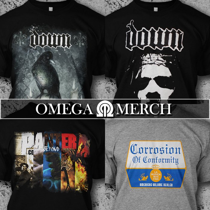 downnola's tweet photo. @omegamerchant is back open and picking up where they left off with every official  regular band t starting at $14.99 or less! That's for Down and everybody  else while the sale lasts! Currently only shipping to USA and Canada.  More countries soon. https://t.co/NqpFJgFmsm https://t.co/untMo7r1W3