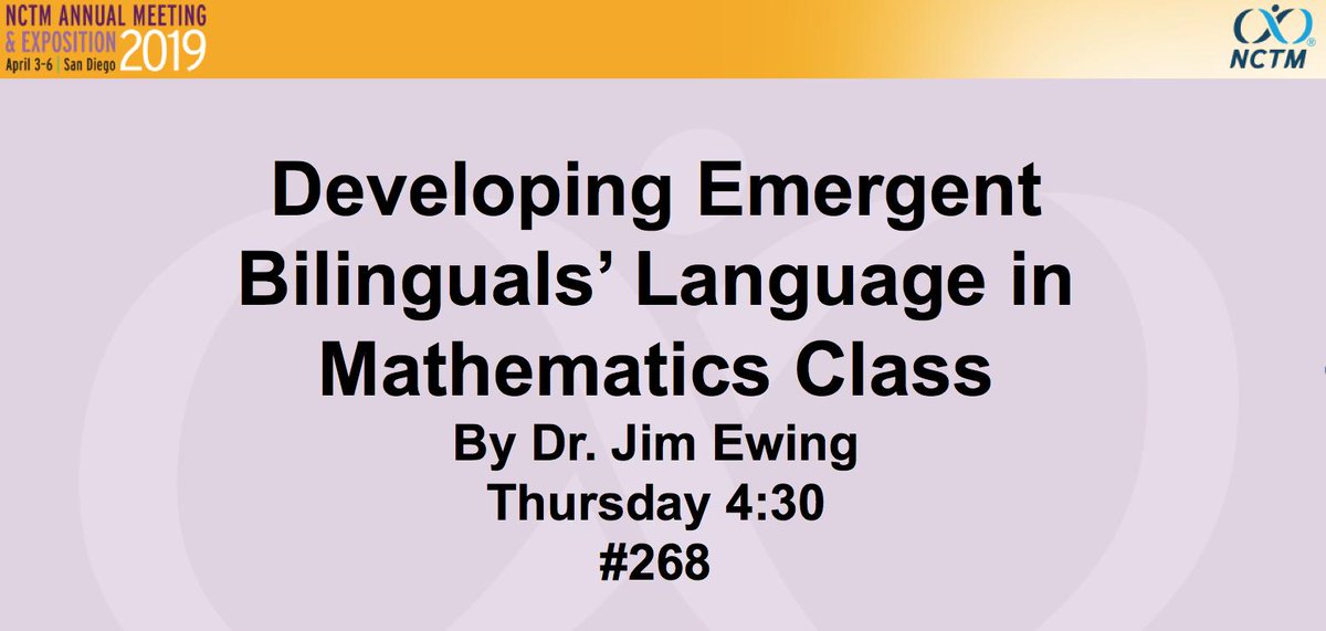 EwingLearning's tweet photo. ENGAGING workshop. Math for ELs. Session #268 Thursday. #NCTMSD2019 #NCTM19 #NCTM #elemmathchat #NCTMSD19 #R7MathForAll https://t.co/B9hD26gFxL