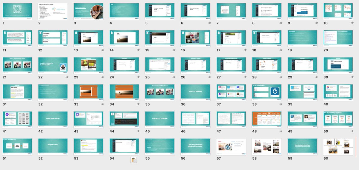 60 Slides - Fertig für meinen Vortrag zum neuen Gutenberg Editor am Dienstag zur <a href="/wueww/">Wuerzburg Web Week</a> Ein Samelsurium an Erkenntnissen :-) Kommt vorbei ! #WueWW_rocks