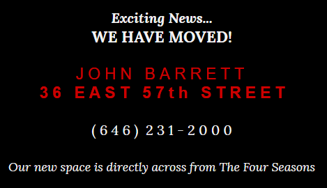 JohnBarrettNYC's tweet photo. JOHN BARRETT HAS MOVED! https://t.co/skzPxmzZIf