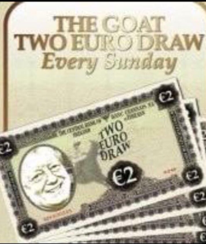 TheGoatBar1's tweet photo. The Winner Of The Two Euro Sunday Draw Is... Deirdre Hanlon!! A Pot Worth €384!! Well Done Deirdre!! Tickets For Next Weeks Draw On Sale Now #sundaydraw #inititowinit https://t.co/vdZ5Y2xAnL