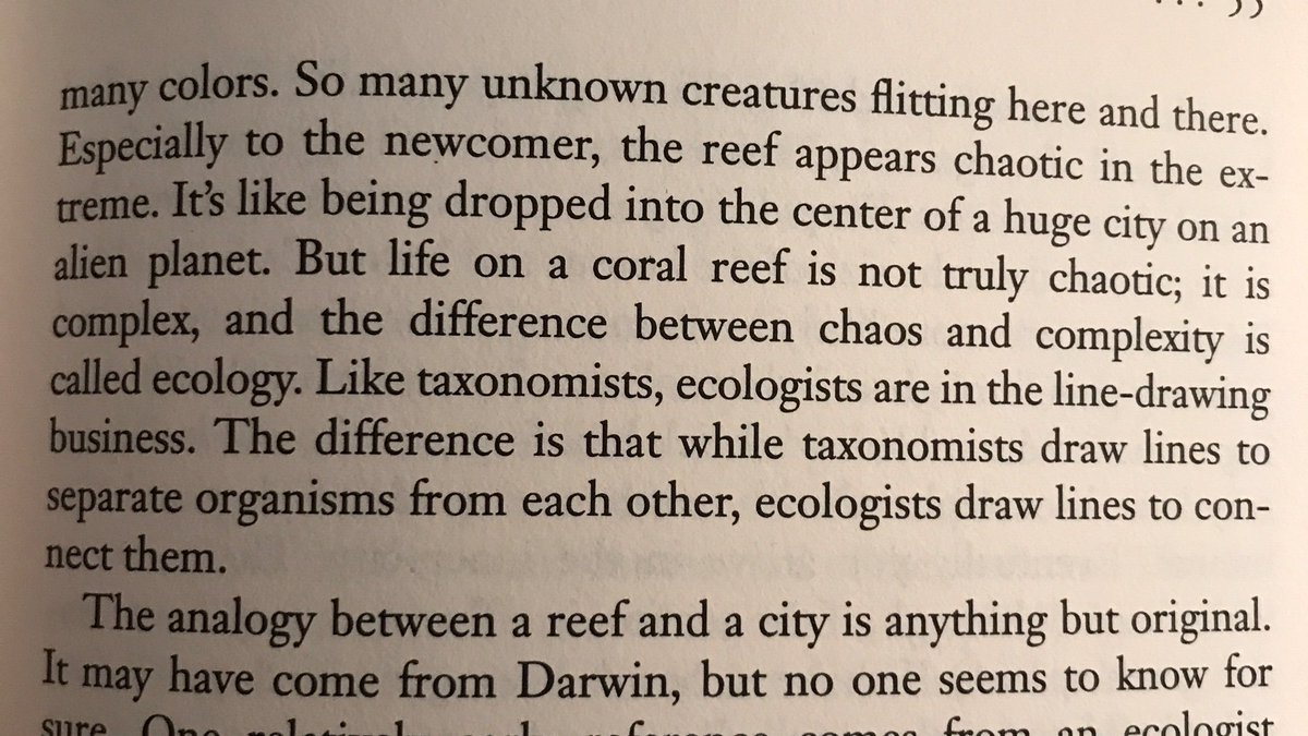 ecologgerhead's tweet photo. Took a study break to skim through dog-ears in an old favorite, @OshaDavidson’s the Enchanted Braid, and recalled my favorite description of ecology: the difference between chaos and complexity! https://t.co/dYqz78U4NT