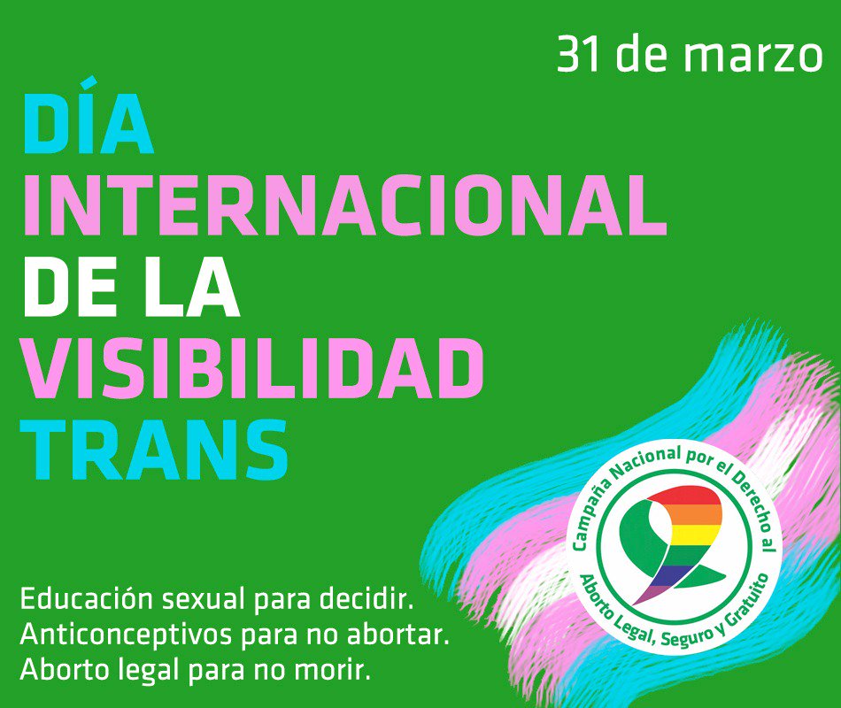 Día de la #VisibilidadTrans

"El reconocimiento de la identidad de género es un requisito vital para el goce de diversos derechos humanos de las personas trans"

#SeguimosEnCampaña por un feminismo disidente e interseccional, porque al calabozo y al closet ¡no volvemos nunca más!