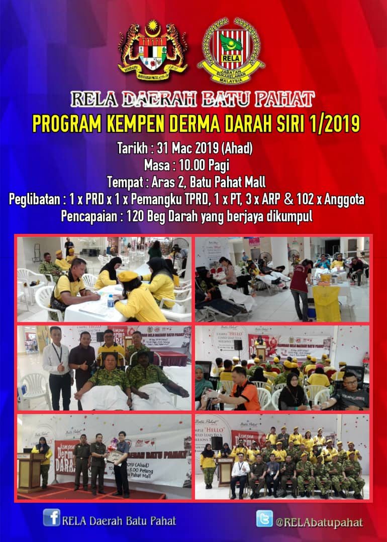 RELA_Johor's tweet photo. #ProgramDermaDarah @RELAbatupahat
@zulkifliabidin @kamarudin_rapig @Roslannong @KDNPUTRAJAYA @msrz81 @farhanaliyana93 @normanosak @relamalaysia @RELA_Johor https://t.co/Z6VYRbUKRk