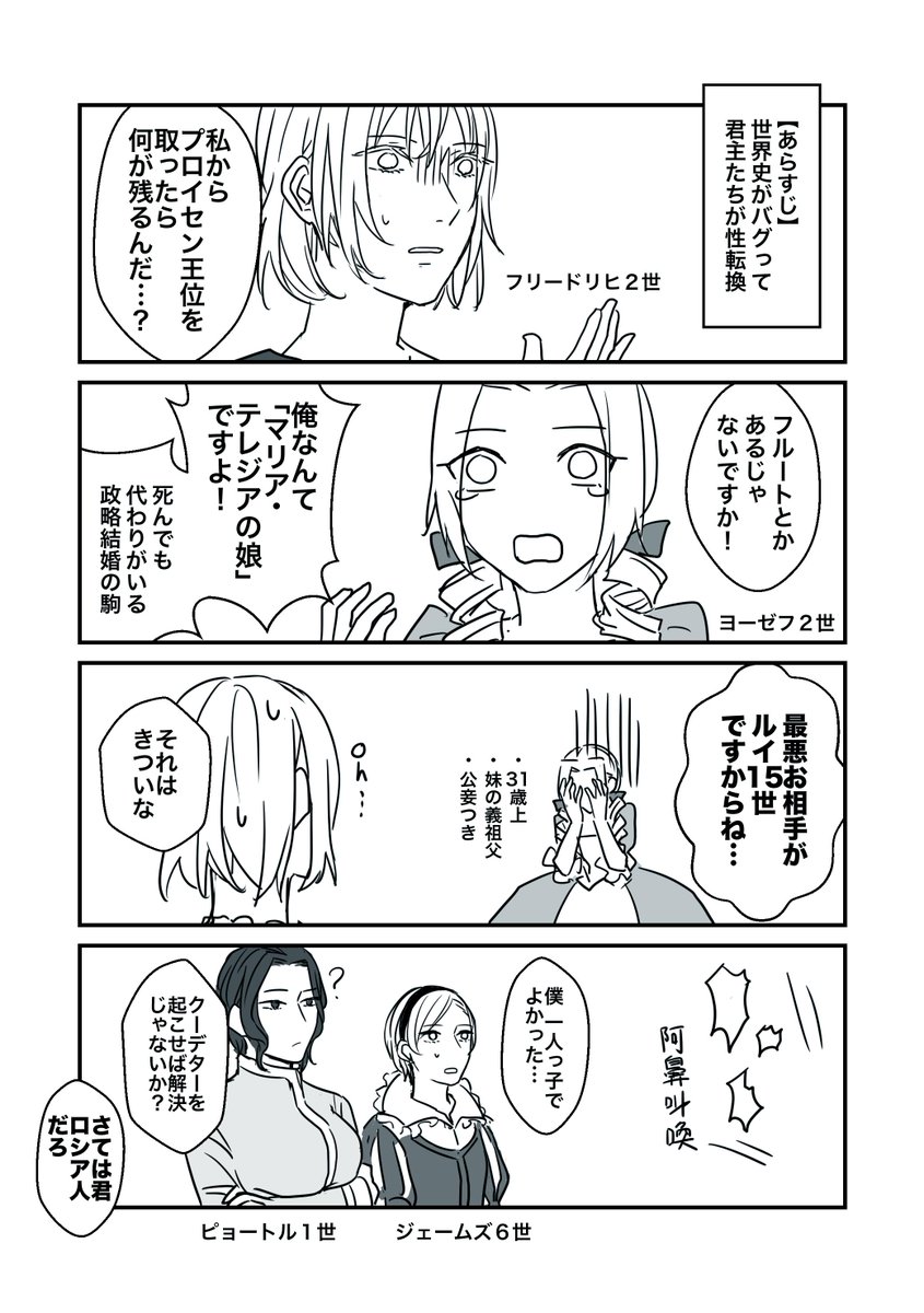 実在の人物と無関係である事を強調するため、歴創キャラは全員性転換でいこうと思います。
それに伴い歴史が少々改変されますがご了承ください 