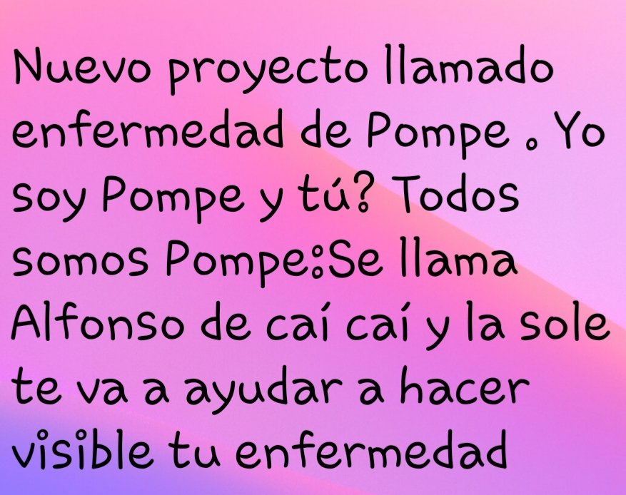 Pompecadiz's tweet photo. Nuevo proyecto llamado enfermedad de Pompe . Yo soy Pompe y tú? Todos somos Pompe:Se llama Alfonso de caí caí y la sole te va a ayudar a hacer visible tu enfermedad
Soledad Ariza se une... https://t.co/UlmN9VyjVx