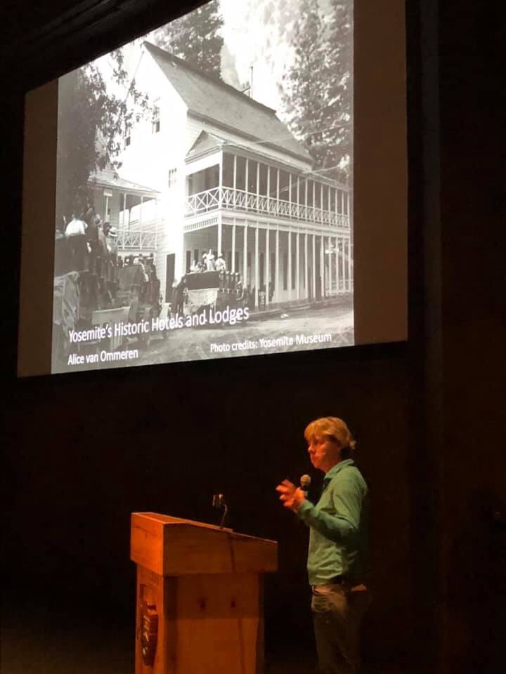 YosemiteHistory's tweet photo. @AlicevanO presenting on Yosemite’s Historic Hotels at the @YoseConservancy Spring Gatbering yesterday https://t.co/dMelDIRbwz