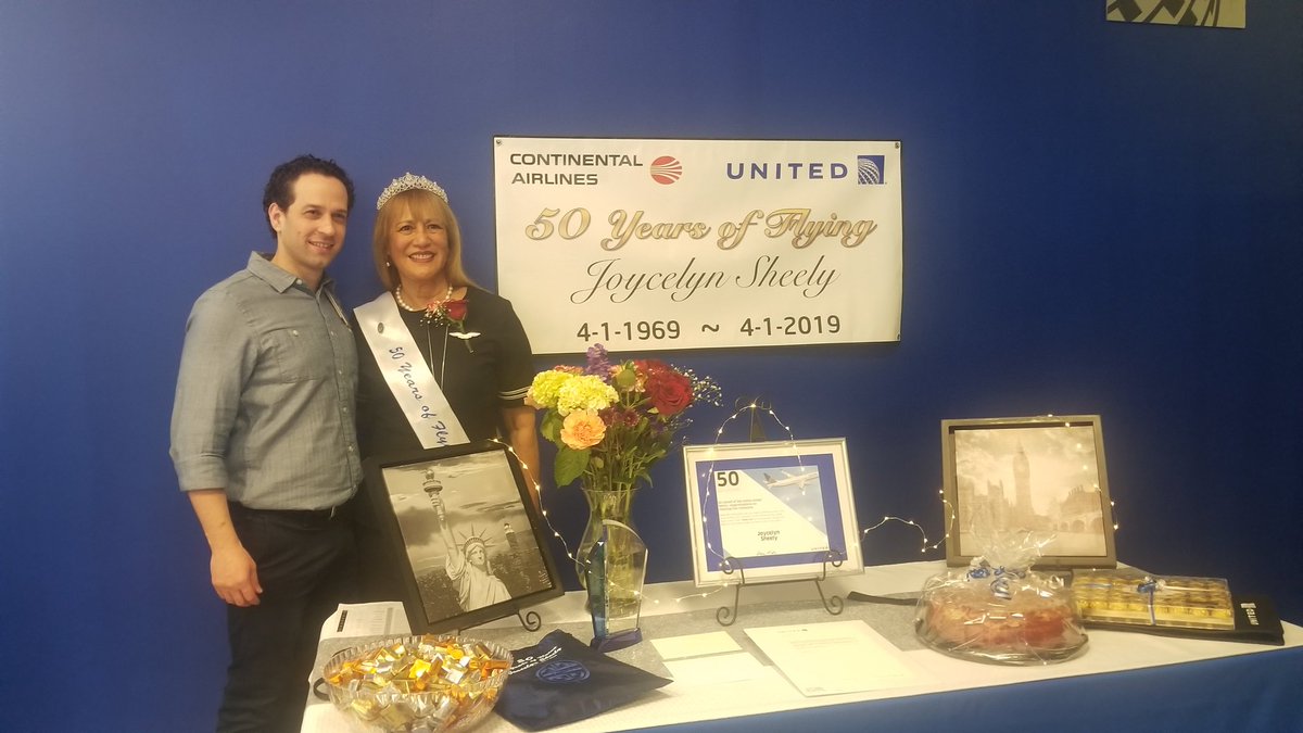 Congratulations Joycelyn Sheely on your 50 years with Continental/United. What an adventure it has been! You shared that you started as a SEA based FA. You also went on enumerating a few other bases you were part of. IAH, LAX, DEN, and HNL. Thank you! #beingunited #EWRProud