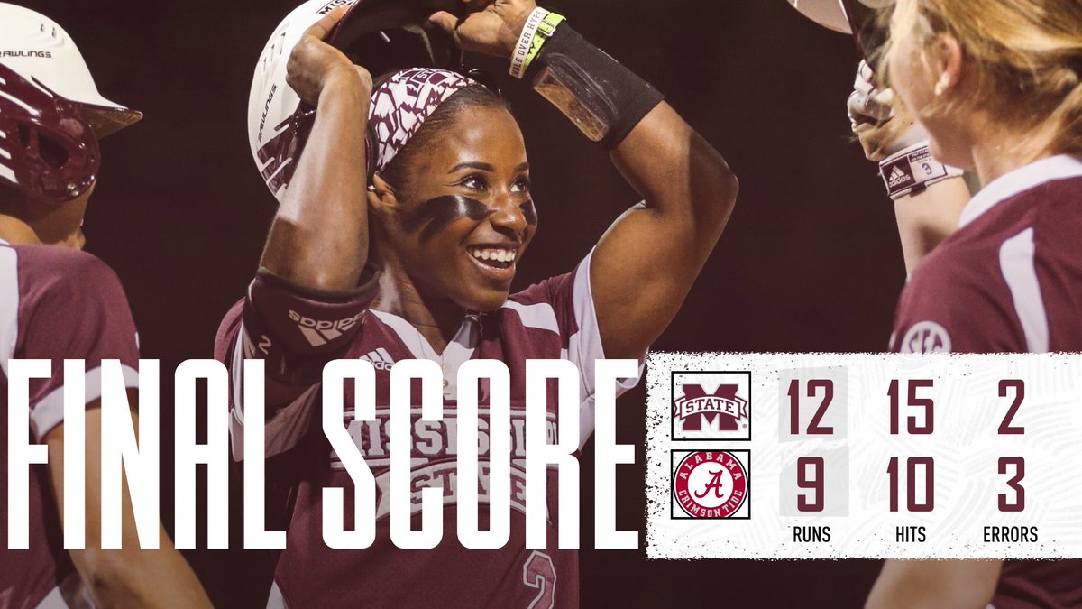HailStateSB's tweet photo. FINAL | WE DON'T GO AWAY!

Mississippi State knocks off No. 4 Alabama in extras!

#HailState🐶 https://t.co/qh0kq08vvm