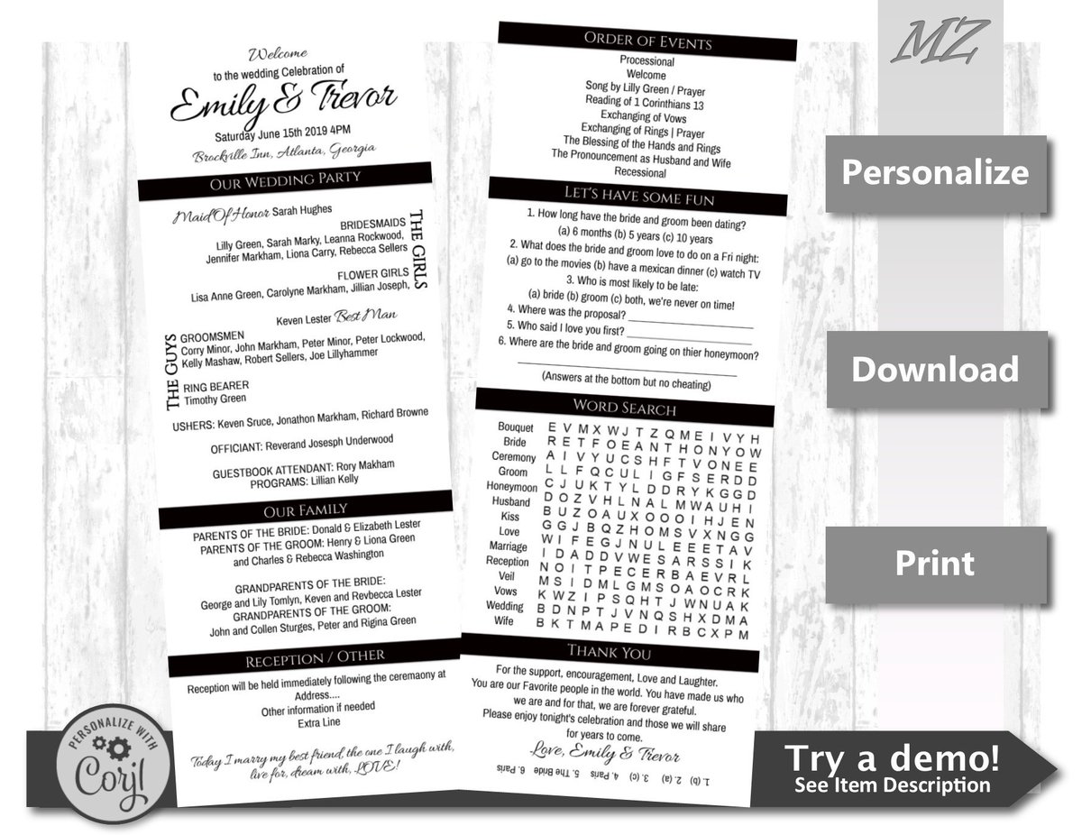 Custom_Invites's tweet image. ★★★★★ "Great seller. Great platform. Would purchase again!" heather p. etsy.me/2U8EUnV #etsy #weddings #invitation #weddingreception #weddingprograms #programtemplate #weddingtimeline #programtimeline #blackandwhite #wordsearch