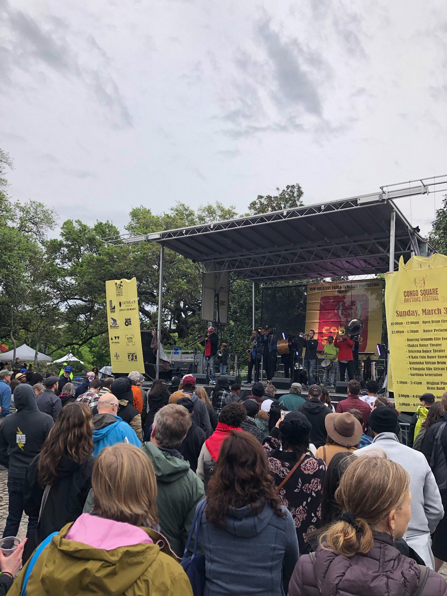 Jazznheritage's tweet photo. It’s getting hot in here! No really, Rebirth Brass Band are gettin’ us moving and keep things toasty at #CongoSquareFest https://t.co/VCp7TDaO7s