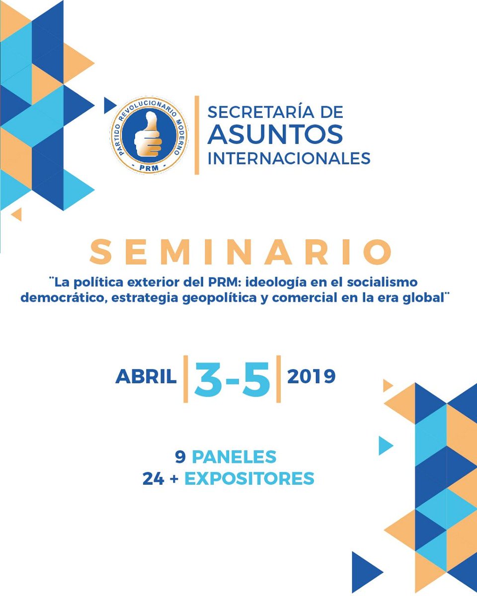 Esta próxima semana nuestro partido estará inmerso en el Seminario Internacional para fortalecer la política exterior del #PRM, los paneles serán transmitidos en vivo, no te los pierdas. #PonteEnEsto #SomosPRM #PoliticaExteriorPRM #RelacionesInternacionales #SAINTER