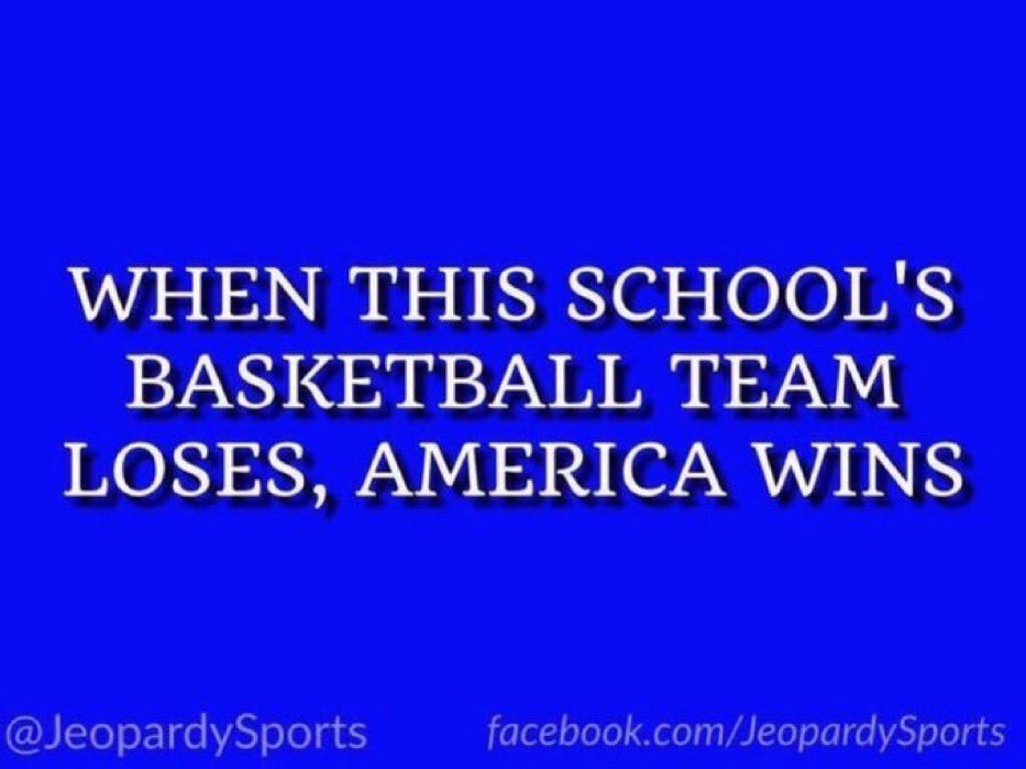 JeopardySports's tweet photo. “What is: Duke University?”
#JeopardySports #MarchMadness https://t.co/ivDIy7VtJR