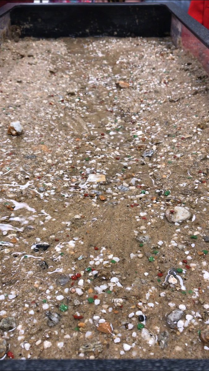 MissMott_5th's tweet photo. We started to see how a river forms and what happens when we put a rock in the way. Super exciting to hear the kiddos making connections, questioning, and predicting the changes!! #science #erosion https://t.co/u1QwHS6ZIR