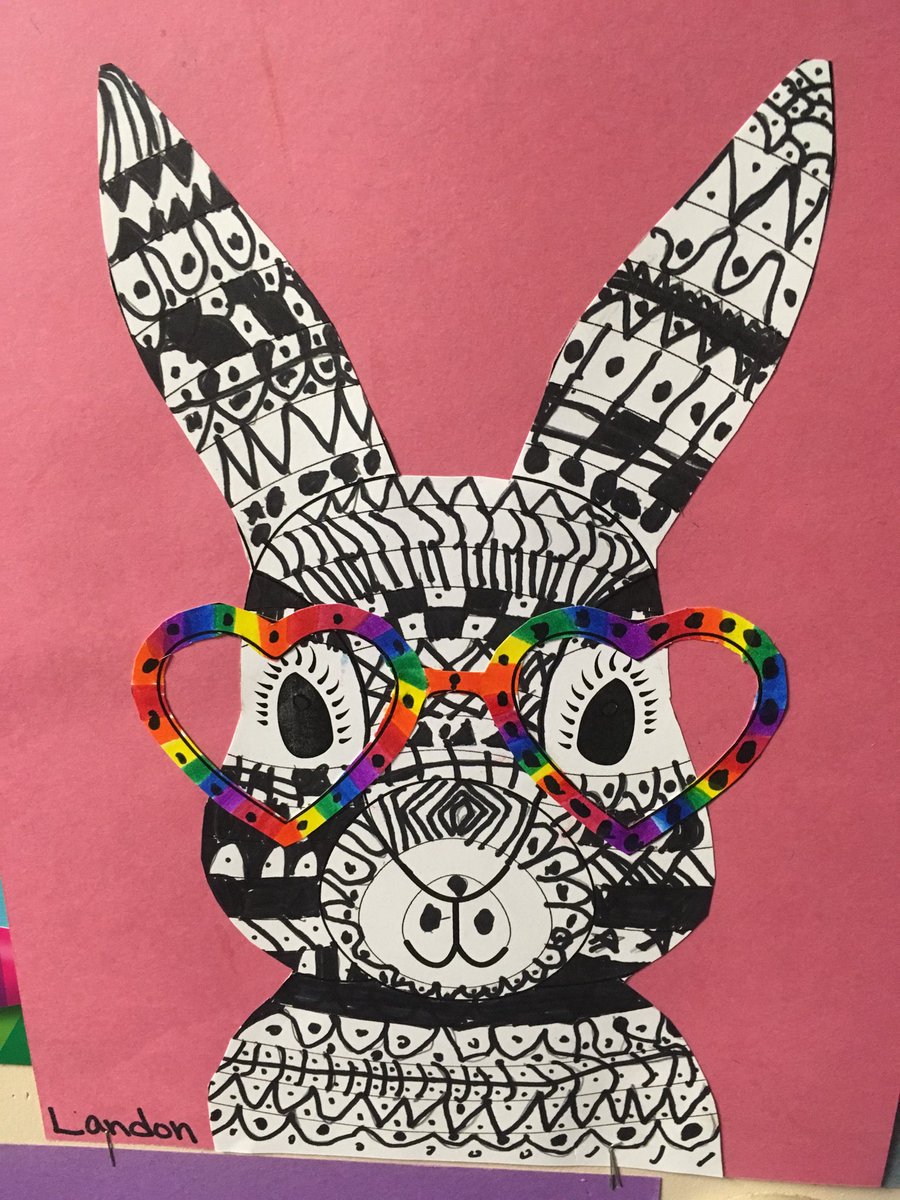 KaiserAudra's tweet photo. We are so ready for spring in the classroom! Enjoy some funky bunnies! #spring #patterns&amp;lines https://t.co/1uytJ37Upo