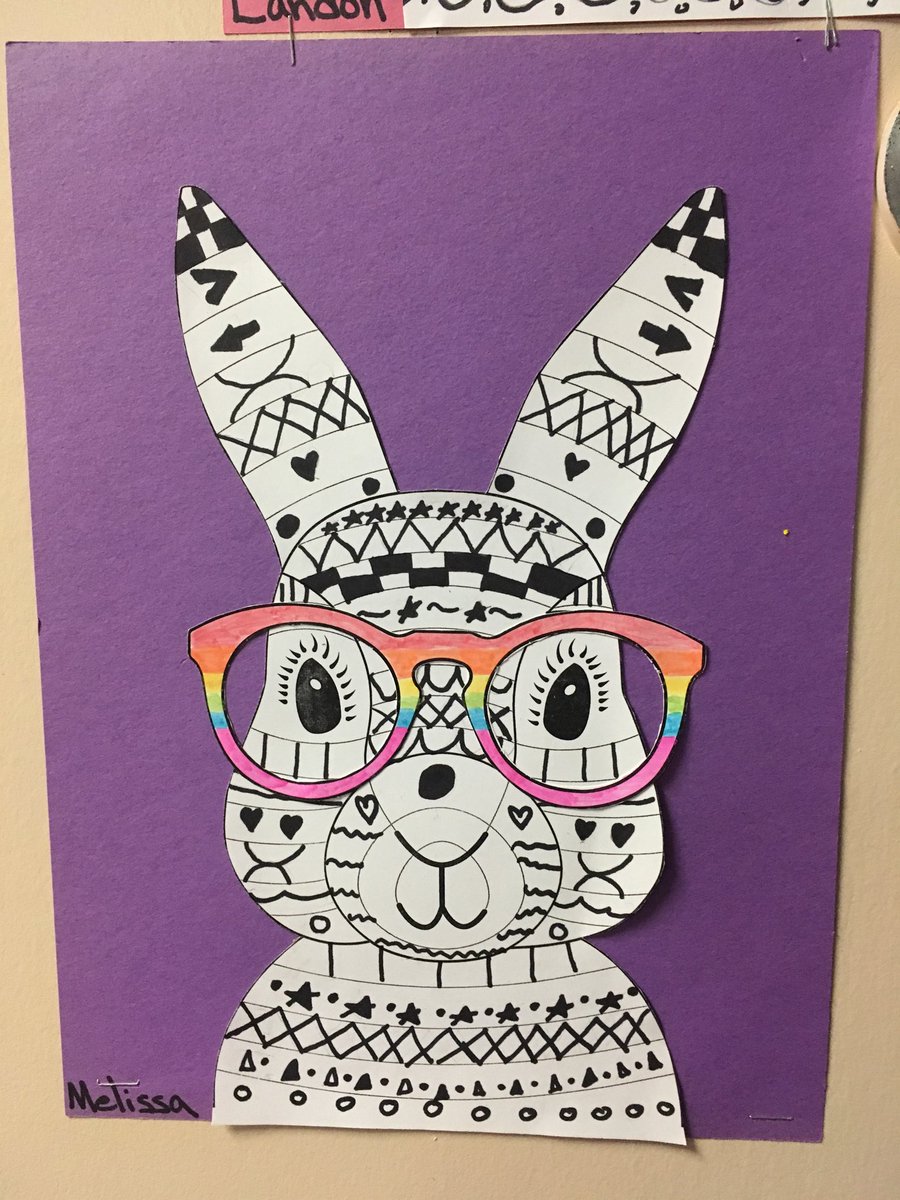 KaiserAudra's tweet photo. We are so ready for spring in the classroom! Enjoy some funky bunnies! #spring #patterns&amp;lines https://t.co/1uytJ37Upo