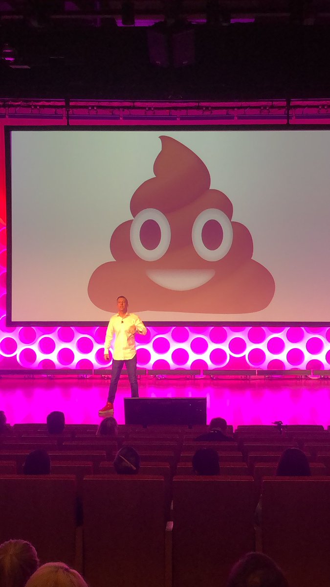 The first Plenary speaker @sammartino has just landed on stage with our favourite pair of shoes from the conference so far! #redhightops #MEAEVOLVE #MEA Our favourite emoji... 👠