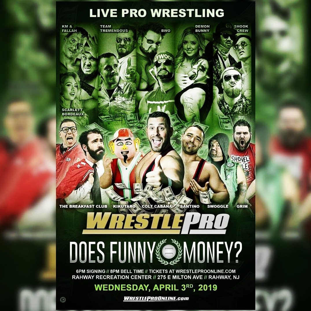 @WrestlePro Does funny = money is happening this wrestlemania week on Wednesday April 3rd at the Rahway rec center doors 6pm bell 8pm with great matches #wrestling #prowrestling #rahwayreccenter #rahway #wrestlemaniaweek #wrestlepro #wearewrestlepro