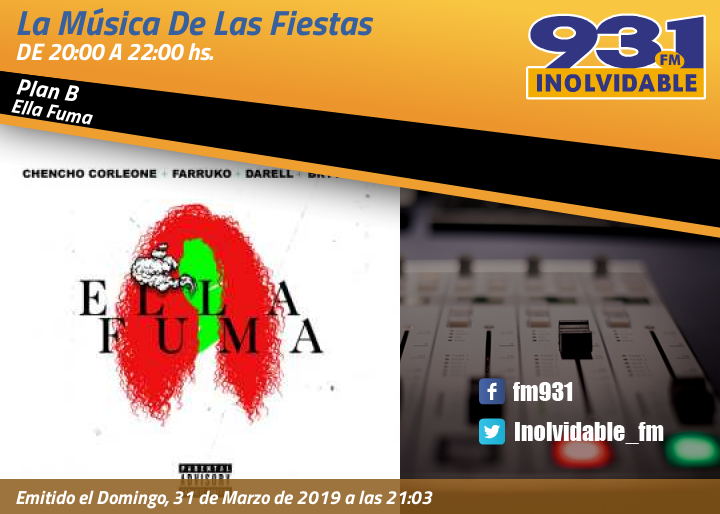 Inolvidable_FM's tweet photo. Somos una radio donde hay buena música.
#Ahora en 93.1 FM Inolvidable @chenchocorleone, @FarrukoOfficial, @Darell_RG4L, @BryTiago #EllaFuma https://t.co/siGFdYmuXf