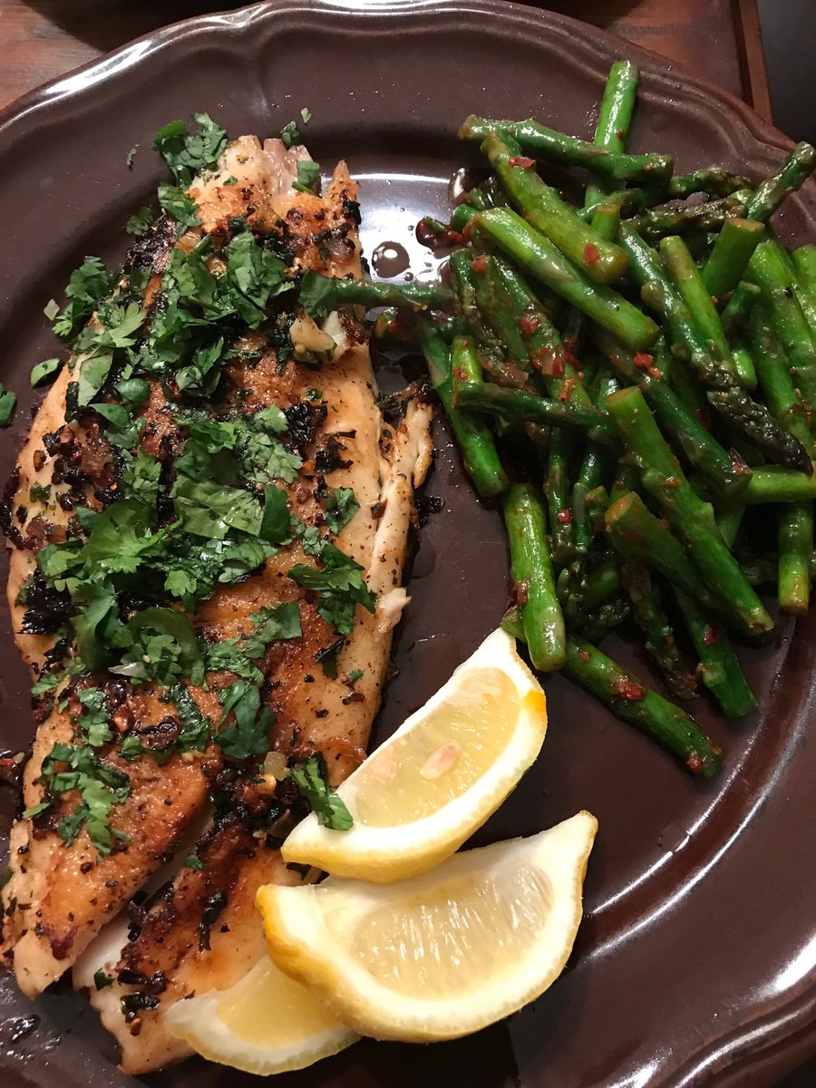 becca_mccarter's tweet photo. ⁦@chrissyteigen⁩ I loved the herby cilantro goodness of this pan-seared fish from #Cravings2  can we talk now?!? https://t.co/xbLAjjuEsf