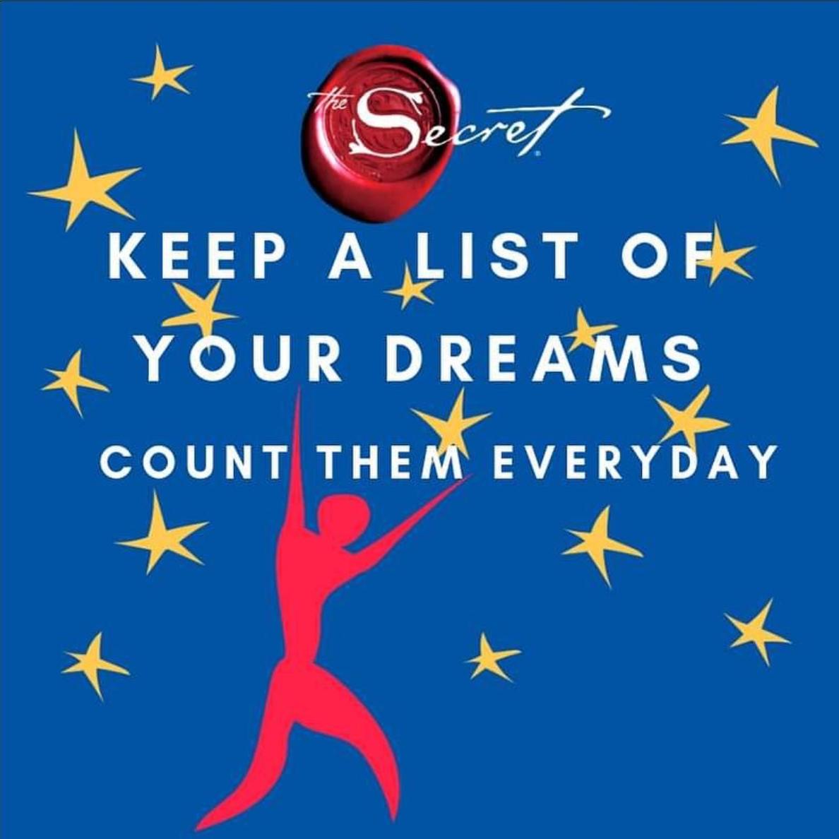 Find the time to maintain a list of your dreams throughout your life. Keep a list. Count them everyday.